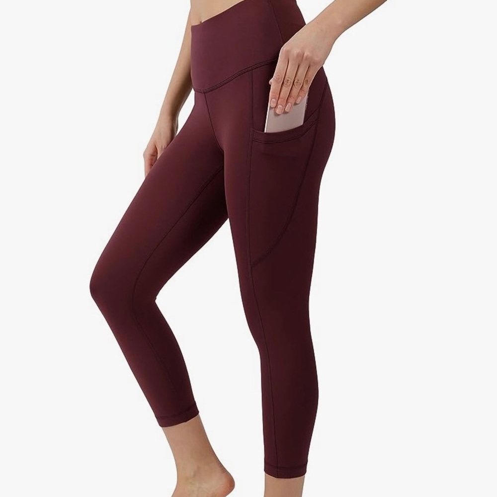 Burgundy Leggings size Med with side pockets